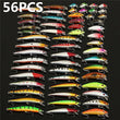 56Pcs/lot Almighty Mixed Fishing Lure Bait Set Wobbler Crankbaits Swimbait Minnow Hard Baits Spiners Carp Fishing Tackle