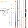 Sougayilang New Feeder Fishing Rod Lengthened Handle 6 Sections Fishing Rod L M H Power Carbon Fiber Travel Rod Fishing Tackle